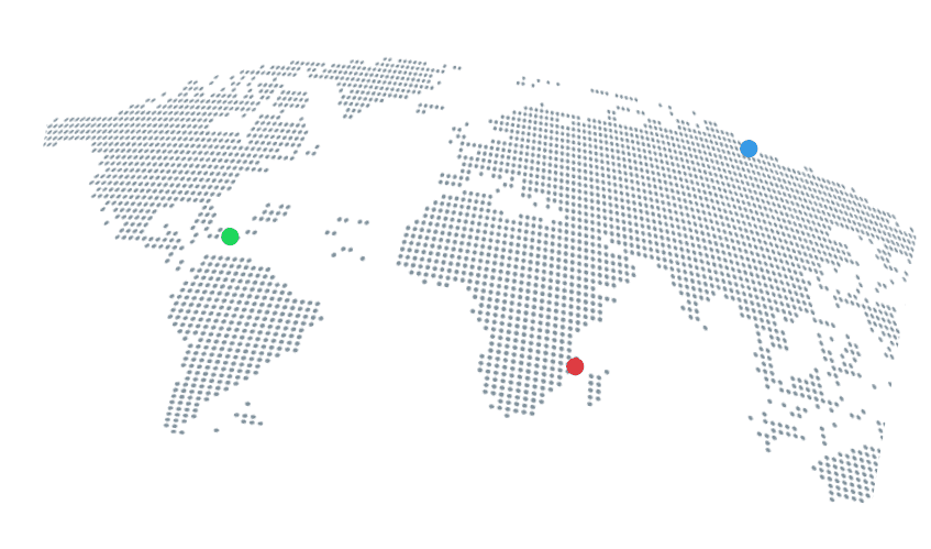 World map showing travel destinations
